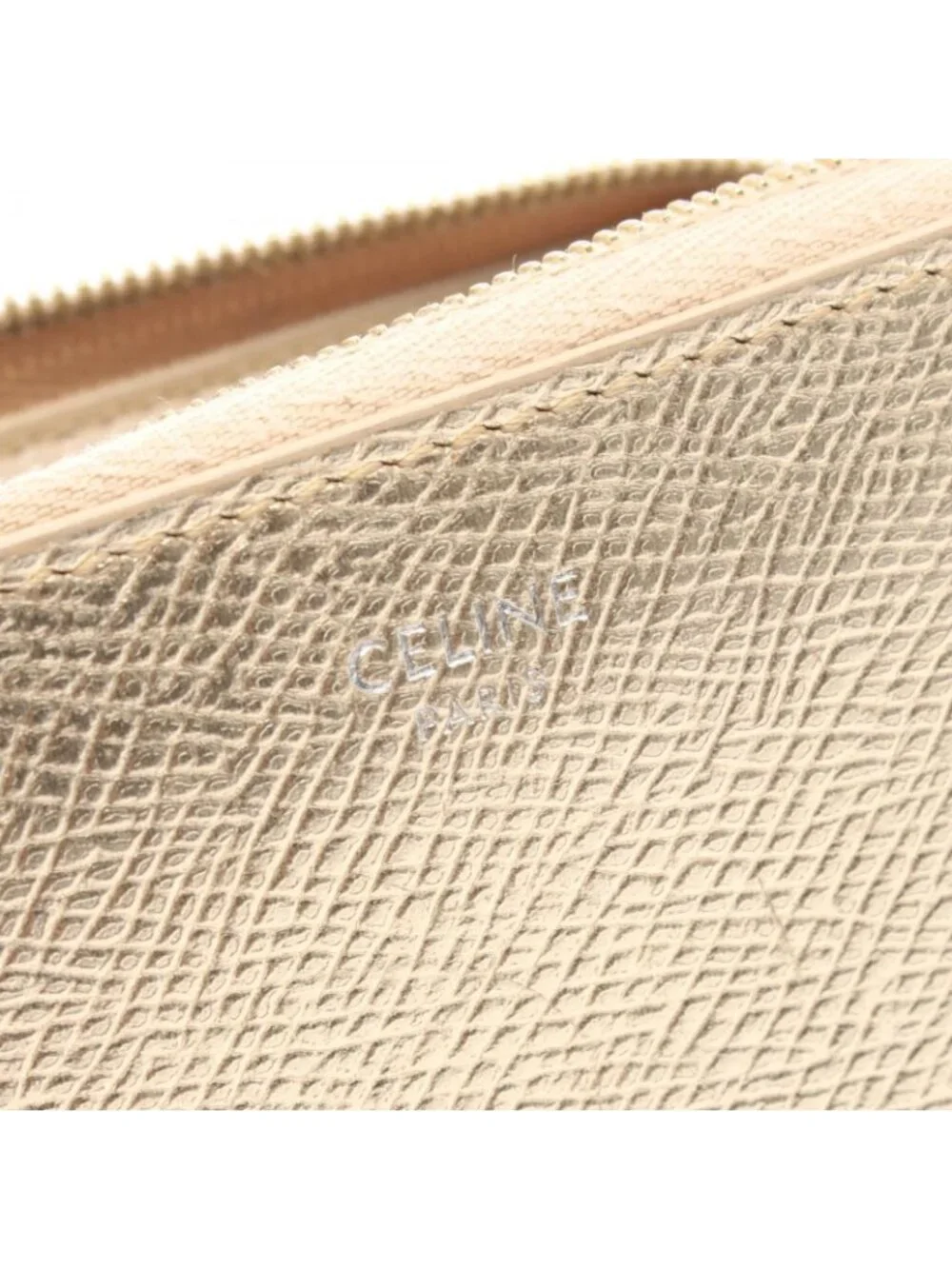 Celine Round Wallet Gold Leather Coin Purse